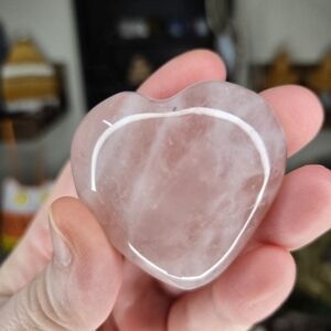 ONE Rose Quartz Heart Crystal Carving W/ Stand